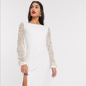 Virgos Lounge long sleeve maxi dress w/thigh split